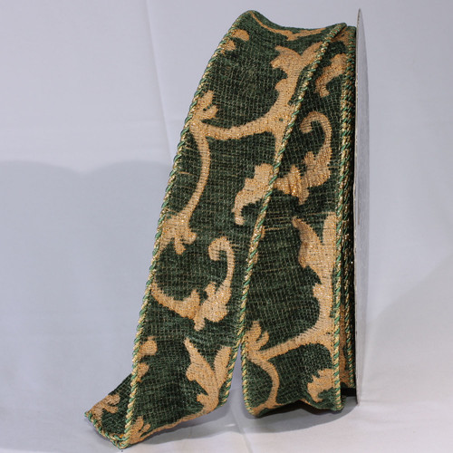 Green and Gold Frederic Craft Ribbon 2.5" x 20 Yards - IMAGE 1