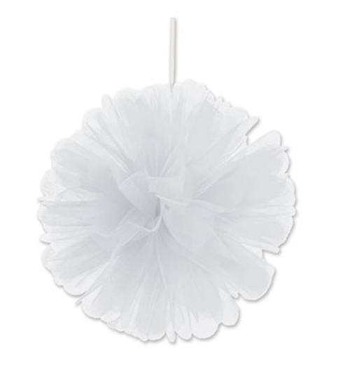 Club Pack of 24 Wispy White Decorative Tulle Balls Hanging Decorations 8" - IMAGE 1