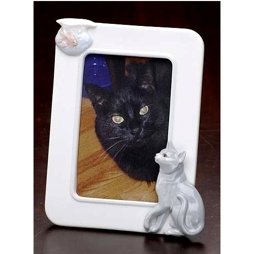 Club Pack of 12 White Cat and Fish Tabletop Photo Frames 7.75" - IMAGE 1