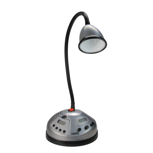 7.25" Black and Silver Battery Operated Adjustable Grill Light With Timer and Radio - IMAGE 1