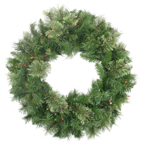 24" Pre-Lit Mixed Cashmere Pine Artificial Christmas Wreath - Multi Lights - IMAGE 1