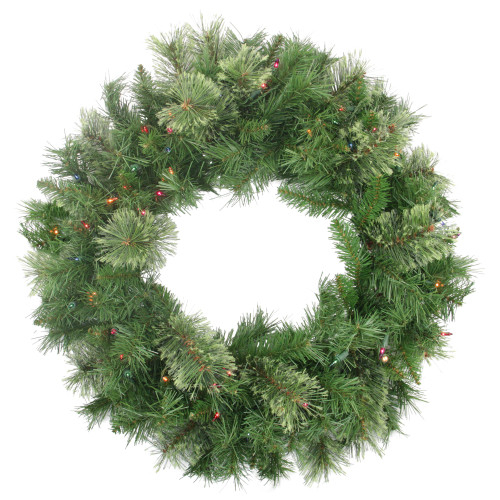 Pre-Lit Mixed Cashmere Pine Artificial Christmas Wreath - 24" - Multi Lights - IMAGE 1