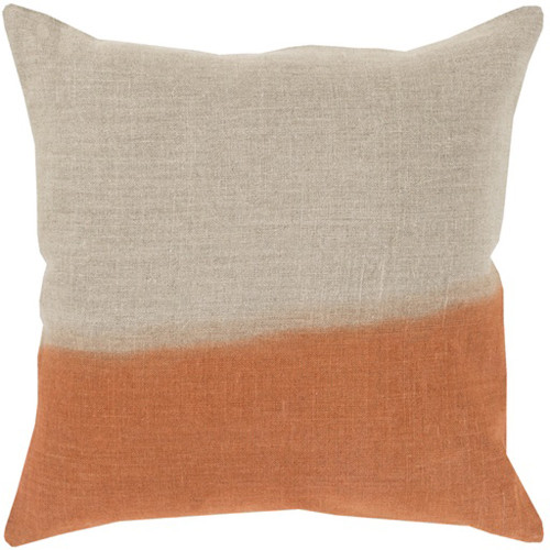 18" Burnt Orange and Gray Dip Dyed Decorative Throw Pillow - Down Filler - IMAGE 1