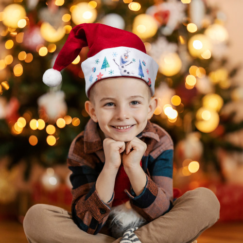 Olaf from Frozen Child Santa Claus Christmas Hat - Medium - 17" - Red - IMAGE 1