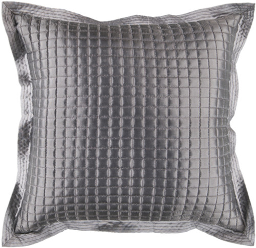 22" Gray Quilted Squares Square Throw Pillow - Down Filler - IMAGE 1
