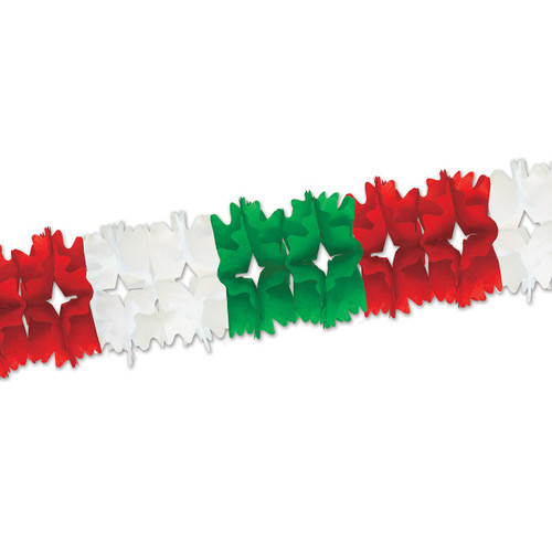 Club Pack of 12 Red, White and Green Festive Pageant Garland Decorations 14.5' - IMAGE 1