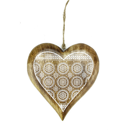 8.5" Alpine Heart with Snowflake Hanging Christmas Ornament - IMAGE 1