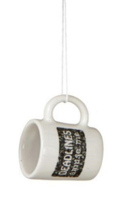 Black and White "Deadlines Amuse Me" Workplace Humor Mug Christmas Ornament 2.25" - IMAGE 1