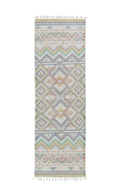 2.5' x 8' GeoStitch Multi-Colored 100% Cotton Hand Woven Area Throw Rug Runner - IMAGE 1