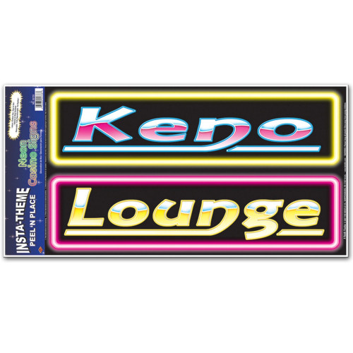 Pack of 12 Purple Keno & Lounge Neon Casino Sign Peel 'N Place Festive Party Accessory Decorations - IMAGE 1