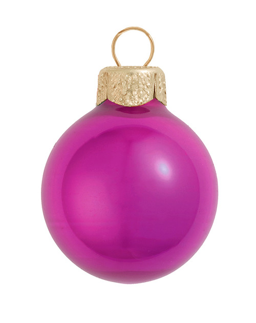 Pearl Finish Glass Ball Christmas Ornament - 2" (50mm) - Pink - 28ct - IMAGE 1