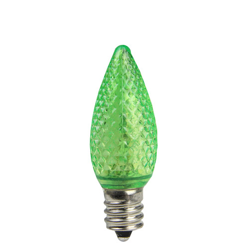 Pack of 4 Faceted Transparent Green LED C7 Christmas Replacement Bulbs - IMAGE 1