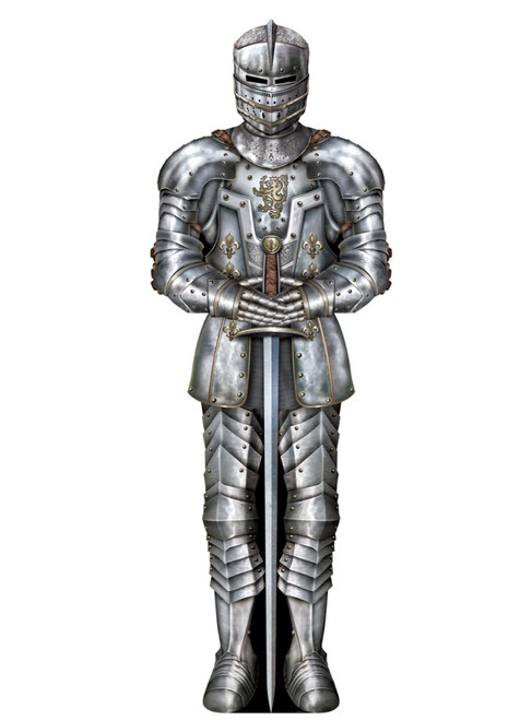 Club Pack of 12 Silver and Gray Jumbo Medieval Jointed Armor Suit Party Decors 6' - IMAGE 1