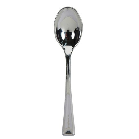 Disposable Metallic Finish Mini Party Spoons - 4" - Silver - Club Pack of 288 - IMAGE 1