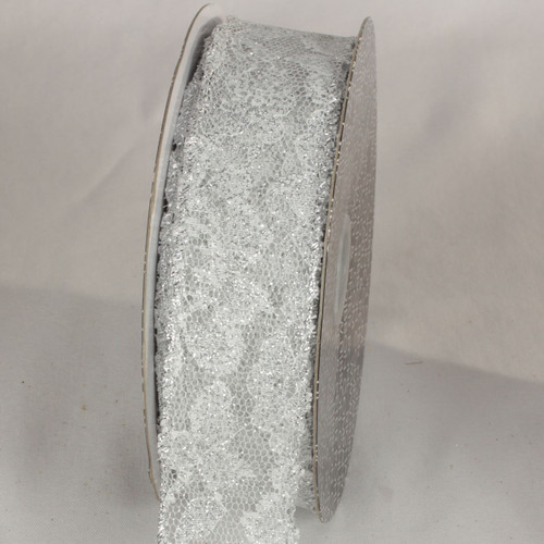 Silver Solid Lace Craft Ribbon 1.5" x 40 Yards - IMAGE 1