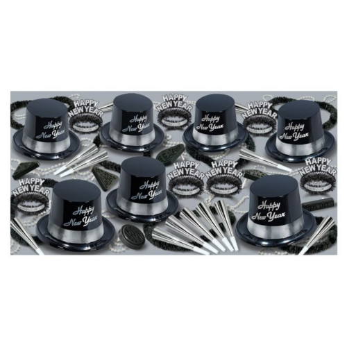 Happy New Year Legacy Party Favor Kit - Black and Silver - Pack of 150 - IMAGE 1