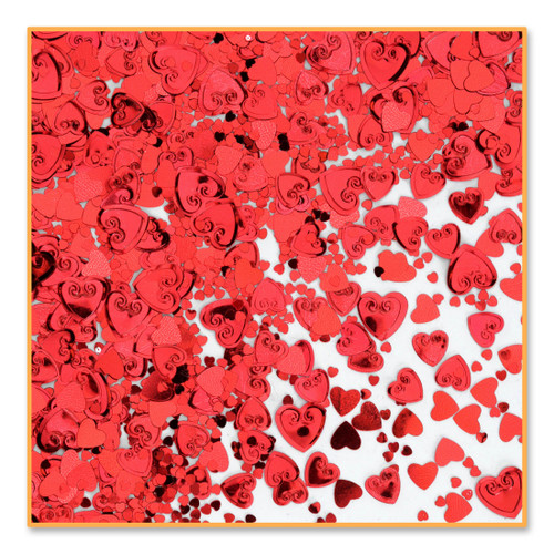 Pack of 6 Metallic Red Heart Valentine's Day Celebration Confetti Bags 0.5 oz. - IMAGE 1