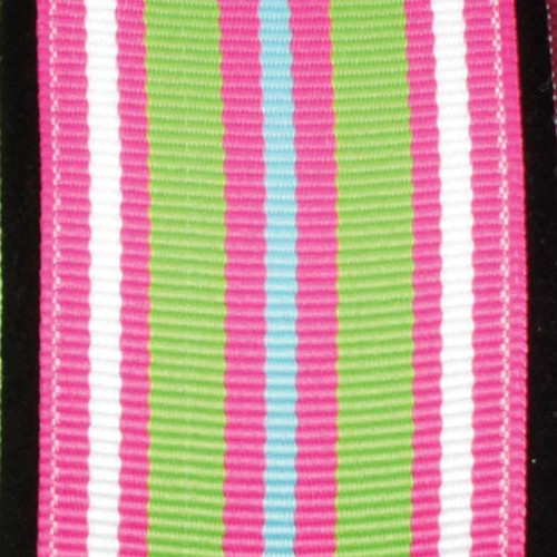 Super Duper Stripes Pink and Green Grosgrain Wired Craft Ribbon 1.5" x 27 Yards - IMAGE 1