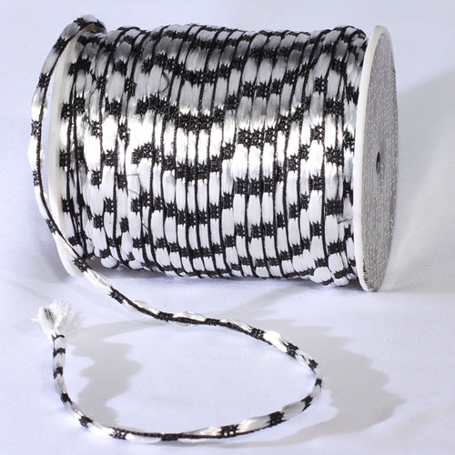 White and Black Woven Palomino Braid Craft Ribbon Cording 0.25" x 200 Yards - IMAGE 1