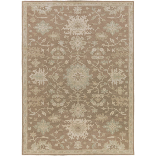 8' x 11' Oriental Camel Brown and Gray Hand Tufted Rectangular Wool Area Throw Rug - IMAGE 1