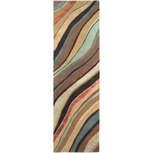 2.5' x 8' Arroyo Rich Multicolored Earth Tone Wool Area Throw Rug Runner - IMAGE 1