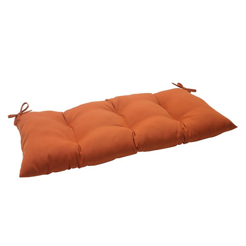 44" Burnt Orange Solid Outdoor Patio Tufted Loveseat Cushion - IMAGE 1