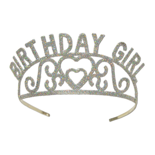 Club Pack of 6 Glittered 'Birthday Girl' Women Adult Tiara Costume Accessories - One Size - IMAGE 1
