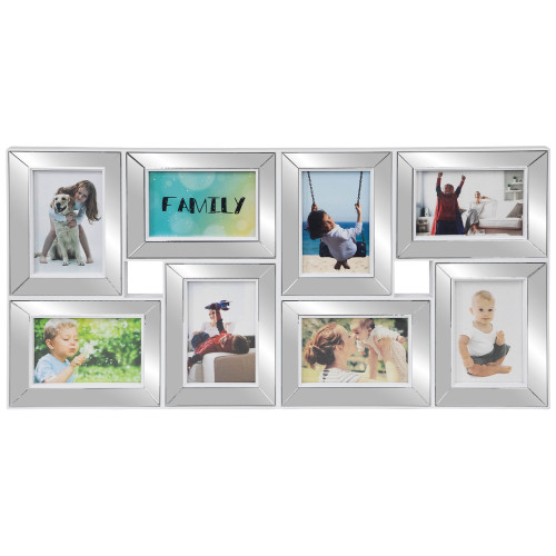 Mirrored Collage Rectangular 8-Slot Wall Picture Frame - 28" - White - IMAGE 1