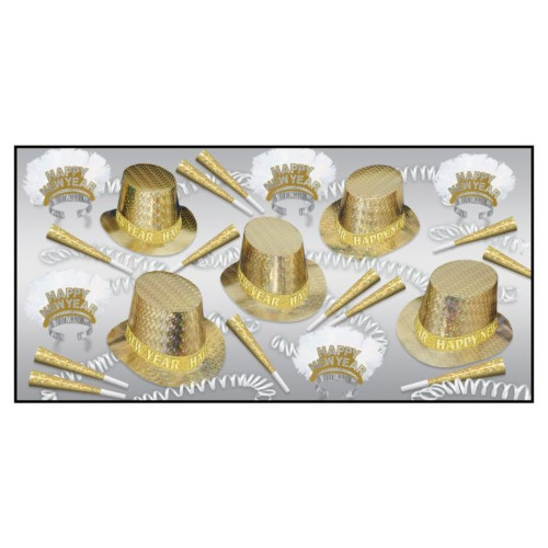 Happy New Year Topaz Party Favor Kit - Gold - Pack of 280 - IMAGE 1