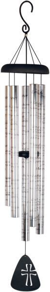 44" Silver Signature Sonnets Lord's Prayer Outdoor Patio Garden Wind Chime - IMAGE 1