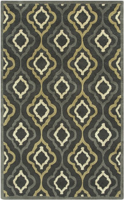 8' x 11' Olive Green and Charcoal Gray Hand Tufted Rectangular Area Throw Rug - IMAGE 1