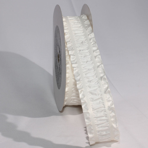 Ivory Woven Edge Ruffles Craft Ribbon 1.5" x 30 Yards - IMAGE 1