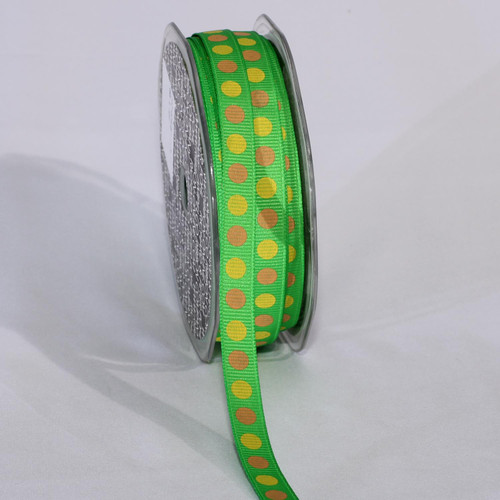 Yellow and Orange Polka Dots Craft Ribbon 0.375" x 120 Yards - IMAGE 1