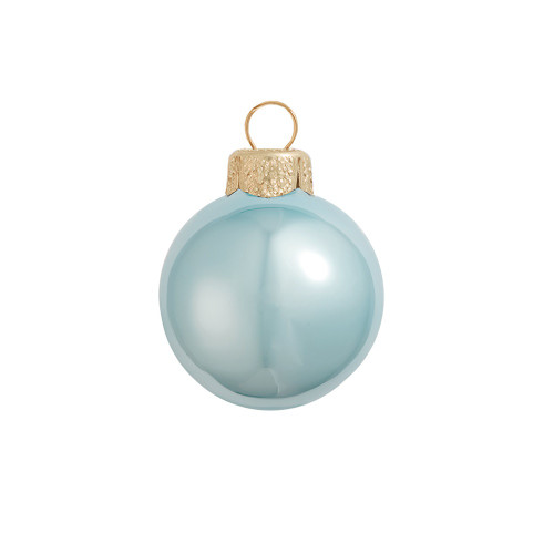Pearl Finish Glass Christmas Ball Ornaments - 1.25" (30mm) - Sky Blue - 40ct - IMAGE 1