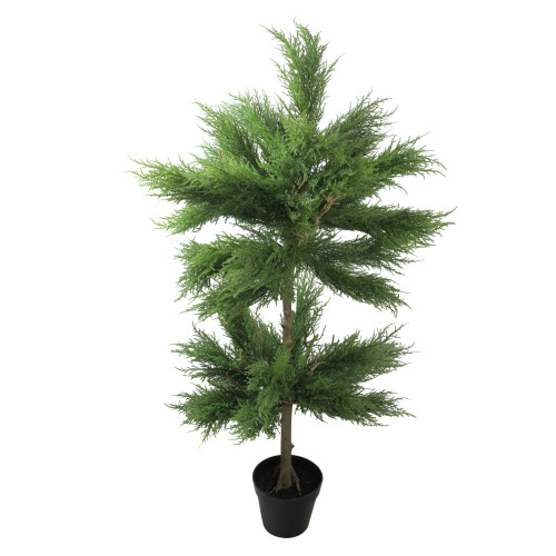 44" Potted Artificial Cypress Double Ball Artificial 2 Tier Tree - Unlit - IMAGE 1