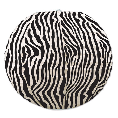 Club Pack of 18 Black and White Zebra Print Paper Lantern Hanging Party Decors 9.5" - IMAGE 1