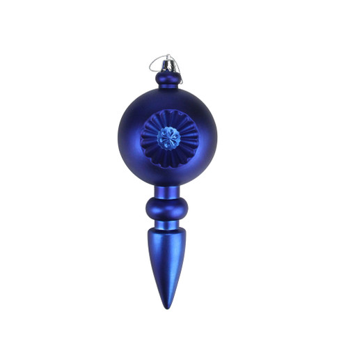 4ct Matte Royal Blue Retro Reflector Shatterproof Christmas Finial Ornaments 7.5" - IMAGE 1