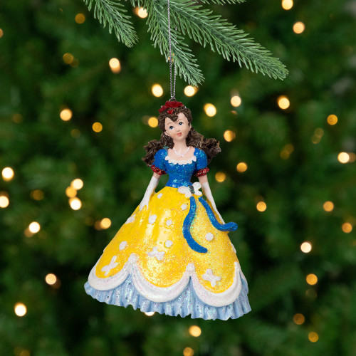 Pretty as a Princess Glittered Christmas Ornament - 4" - Blue and Yellow - IMAGE 1