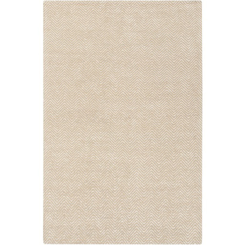 2' x 3' Primitive Obliques Ivory and Beige Hand Woven Rectangular Area Throw Rug - IMAGE 1