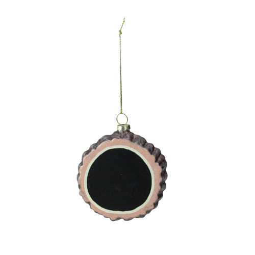 Round Chalkboard Tree Stump Glass Christmas Ornament - 3.5" - IMAGE 1