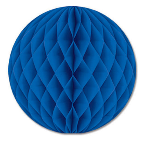 Club Pack of 24 Blue Honeycomb Hanging Tissue Ball Party Decorations 12" - IMAGE 1