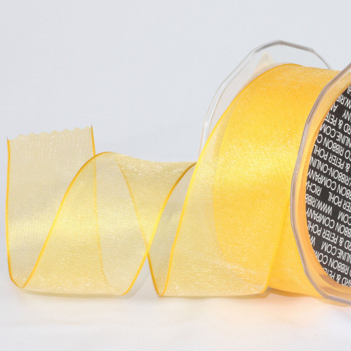 Sheer Yellow Crystal Wired Edge Craft Ribbon 1.5" x 27 Yards - IMAGE 1