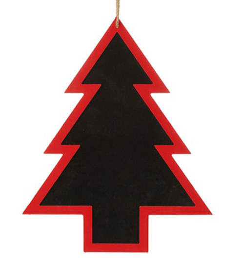 16.5" Black and Red Country Rustic Tree Shaped Christmas Ornament - IMAGE 1