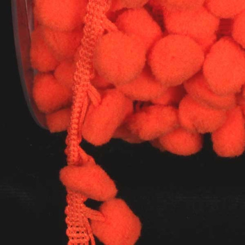 Orange Owl Pom-Poms Woven Craft Trim .875" x 44 Yards - IMAGE 1