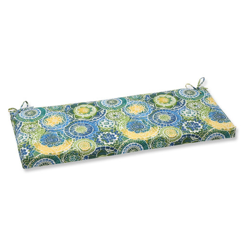 Geometric Lagoon Outdoor Patio Bench Cushion - 45" - Green and Yellow - IMAGE 1