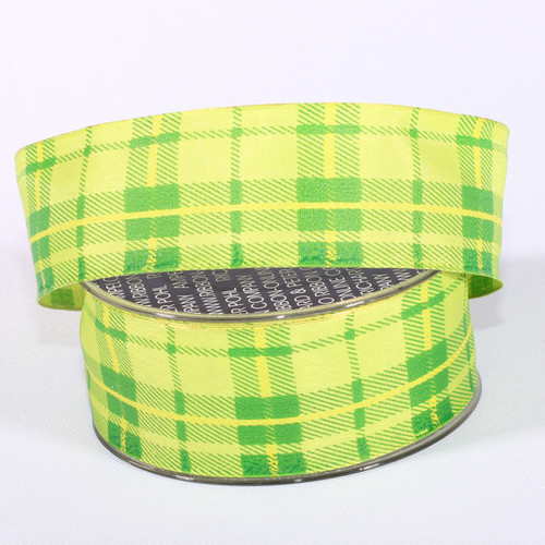 Green Spring Plaid Wired Craft Ribbon 1.5" x 54 Yards - IMAGE 1