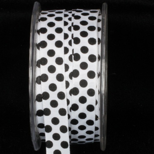 Black and White Polka Dot Wired Craft Ribbon 0.5" x 108 Yards - IMAGE 1