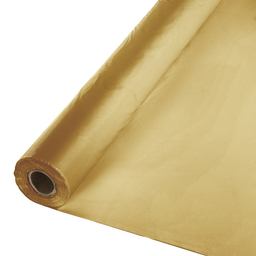 Disposable Banquet Party Table Cloth Roll - 100' - Glittering Gold - IMAGE 1
