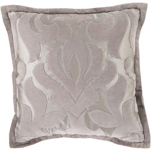 20" Gray Contemporary Floral Square Throw Pillow - IMAGE 1