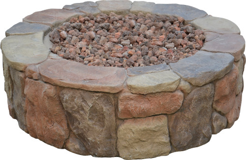 36" Gas Outdoor Patio Stacked Stone Round Fire Pit - IMAGE 1